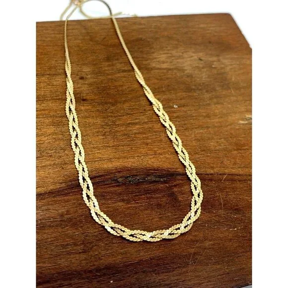 Woven Necklace 14k Yellow Gold 4.1 Grams 16'' Italy Women's Estate Jewel… Necklaces